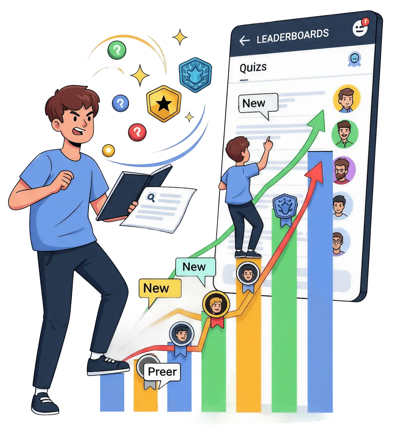 QuiziX leaderboards, growth, and engagement features